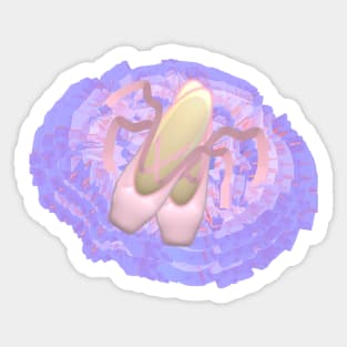 Ballet Toe Shoes and Tutu (Pink Background) Sticker